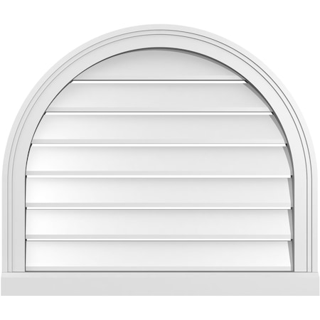 Ekena Millwork Round Top Surface Mount PVC Gable Vent: Functional, w/ 2"W x 2"P Brickmould Sill Frame, 28"W x 24"H GVPRT28X2403SF